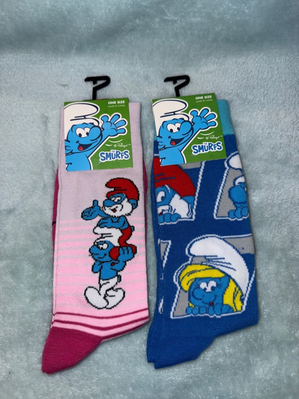 Crew Socks for Men - Pink & Blue - Smurfs